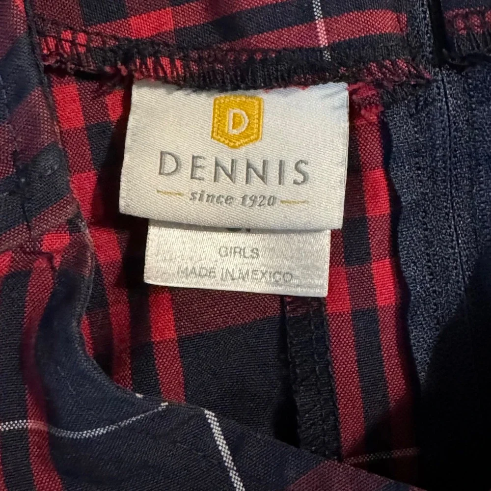 Dennis Uniform Plaid Pleated School Jumper Dress Navy Red 7 Girl Academic Preppy